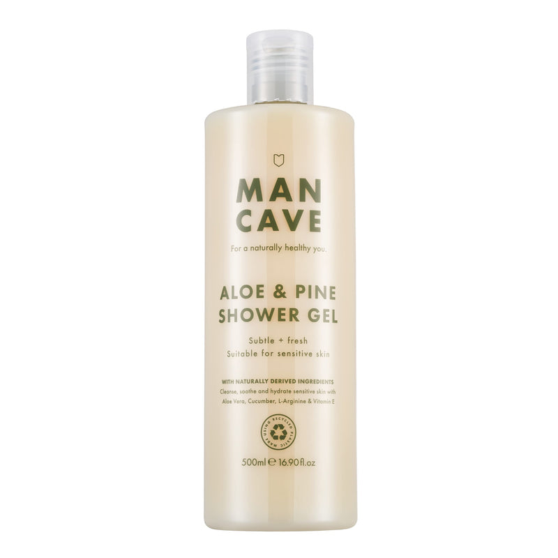 [Australia] - ManCave Aloe + Pine Shower Gel 500ml for Men, Suitable for Sensitive Skin, Natural Formulation, Vegan Friendly, Bottle made from Recycled Plastics 