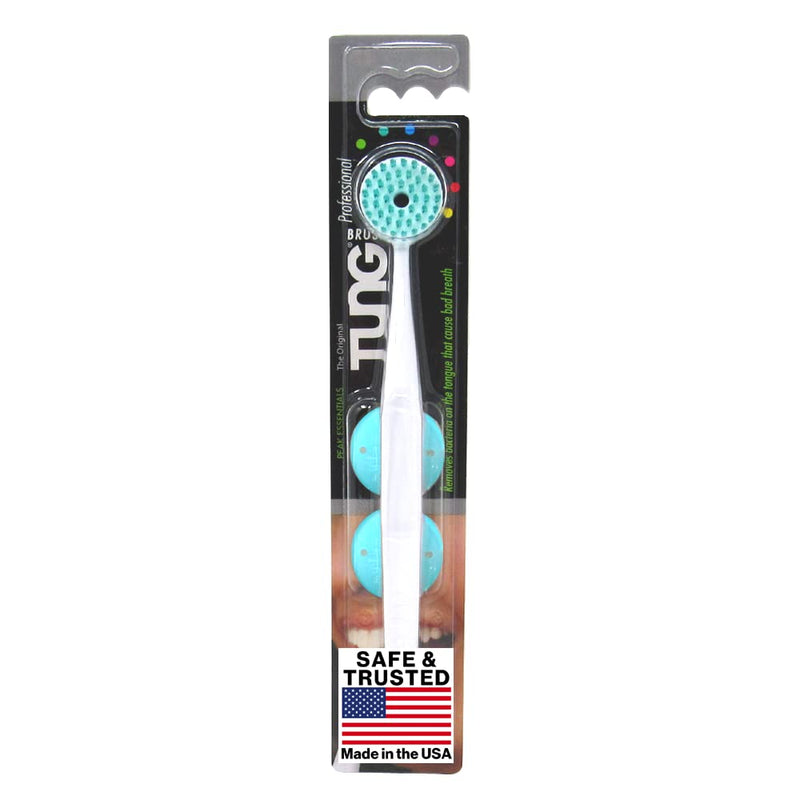 [Australia] - Peak Essentials Tung Brush with Cap | Tongue Cleaner for Adults | Tongue Scraper for Adults | Tongue Scrubber | Bad Breath and Halitosis | GREEN/RED 1 Count (Pack of 1) 