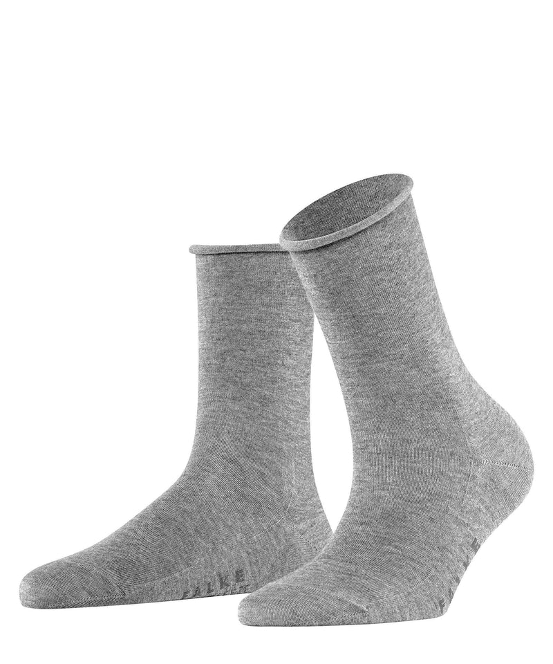 [Australia] - FALKE Women's Active Breeze Socks Cooling Effect Black White More Colours With Rolled Edge Soft Tops Thin Calf Length Plain Pattern For Summer Dress Casual Looks Or Work 1 Pair 42 Grey (Light Grey Melange 3216) 