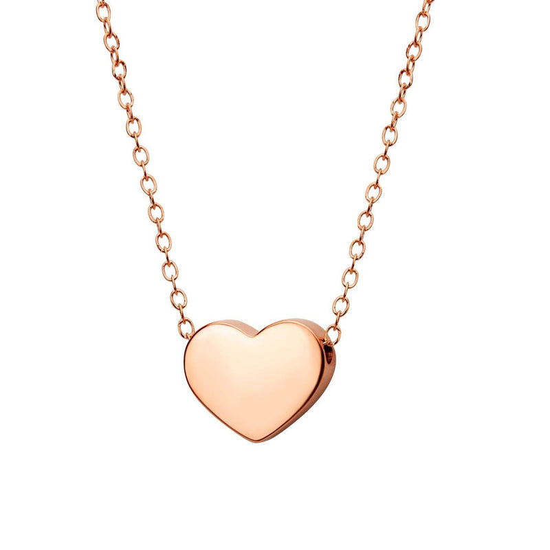 [Australia] - 555Jewelry Womens Stainless Steel Love Cute Heart Shape Dainty Pendant Necklace Pink Rose Gold - v2 18.0 Inches 