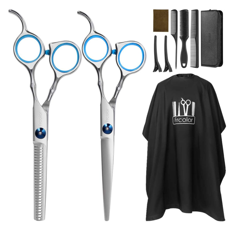 [Australia] - Frcolor Hairdresser Scissors Set Hair Thinning Scissors Hairdressing Shears Set with Barber Cape Hair Razor Comb, Clips, Upgraded Professional Haircut Set 