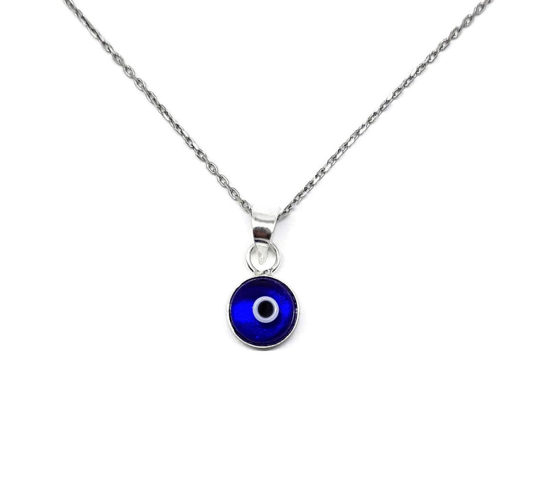 [Australia] - MYSTIC JEWELS By Dalia – Blue Crystal Evil Eye Necklace for Good Luck – 925 Sterling Silver – Chain 40 to 45 cm Length, for Protection for Evil Eye Navy Blue 