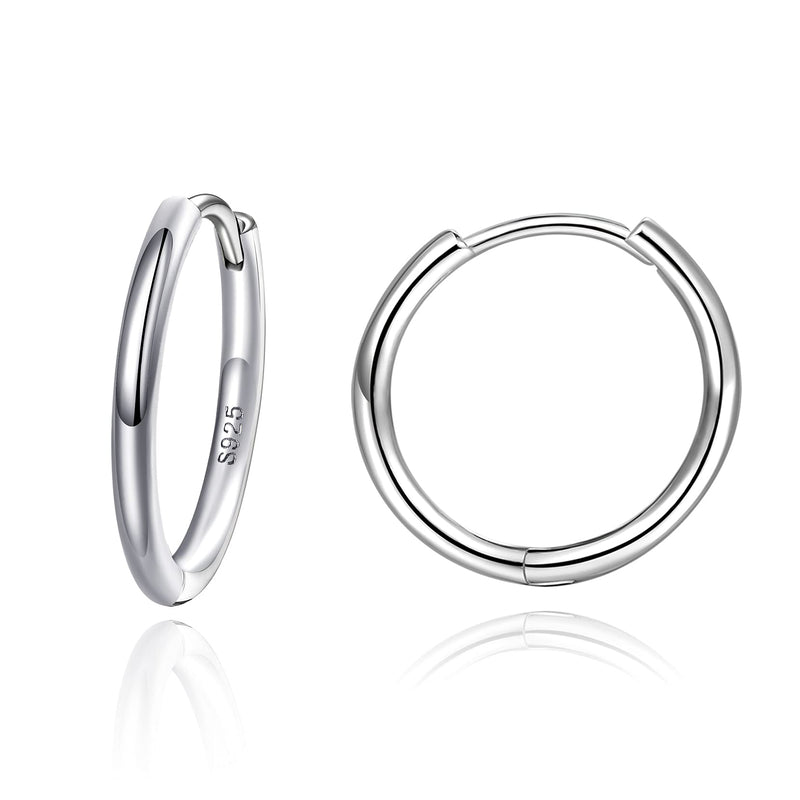 [Australia] - 2mm Thickness Small Cartilage Huggy Hoop Earrings 925 Sterling Silver 8mm 10mm 12mm 14mm 16mm Cartlidge Helix Mini Hinged Huggie Hoops Sleepers Earrings 12.0 Millimetres 