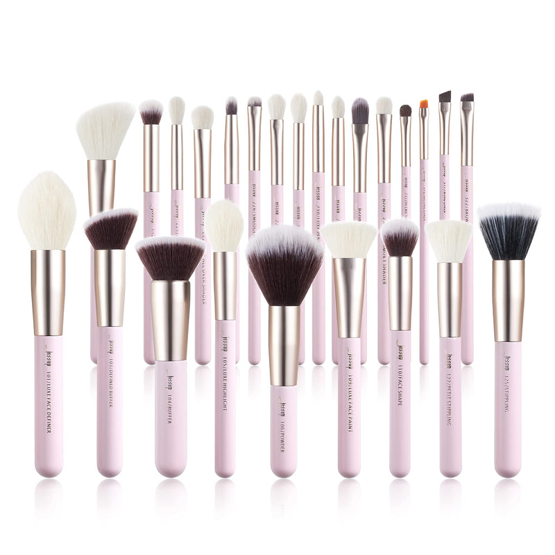 [Australia] - Jessup Makeup Brushes Set Professional, 25PCS Pink Premium Natural Powder Foundation Eyeshadow Blending Concealer Blush Highlight Labeled Brushes, T290 Blushing Bride 