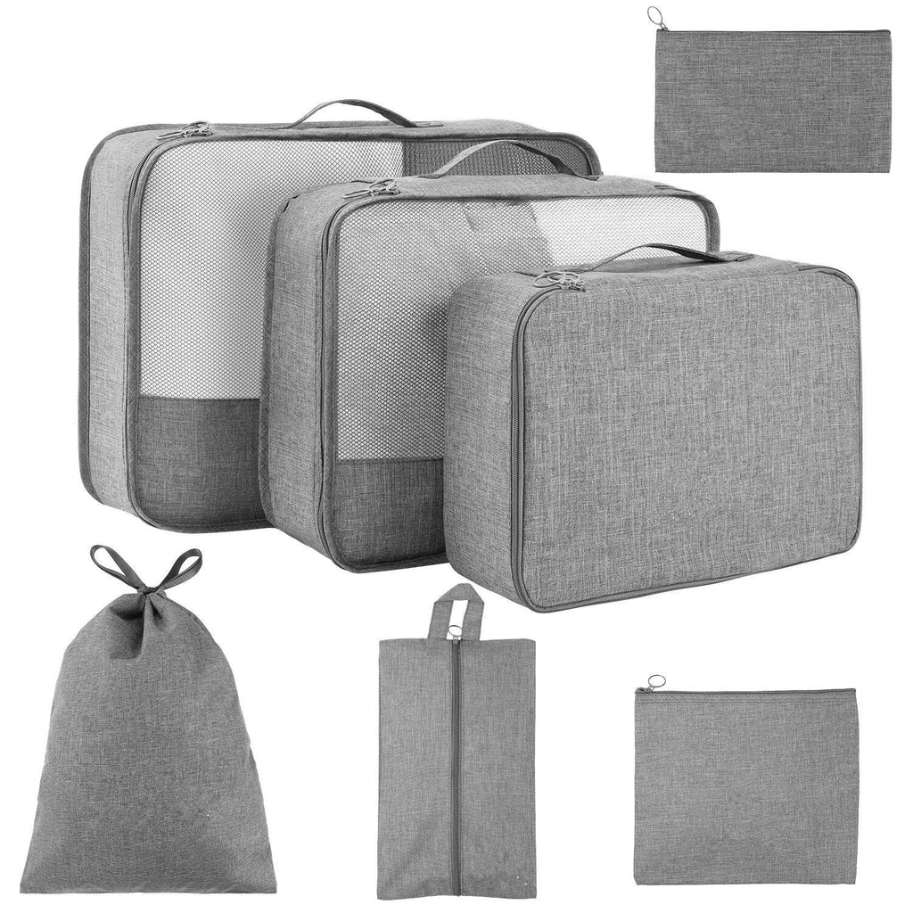 [Australia] - Packing Cubes for Suitcases 7 Set, TuTuShop Luggage Packing Organizers with Shoe Bag and Toiletry Bag (Grey) Grey 