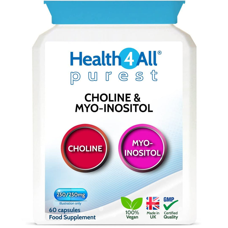 [Australia] - Choline 250 mg & Myo-Inositol 250mg 60 Capsules (V) Purest - Titanium Dioxide Free. Mood, Learning, Memory and Liver Support. Made in The UK by Health4All. 60 Count (Pack of 1) 
