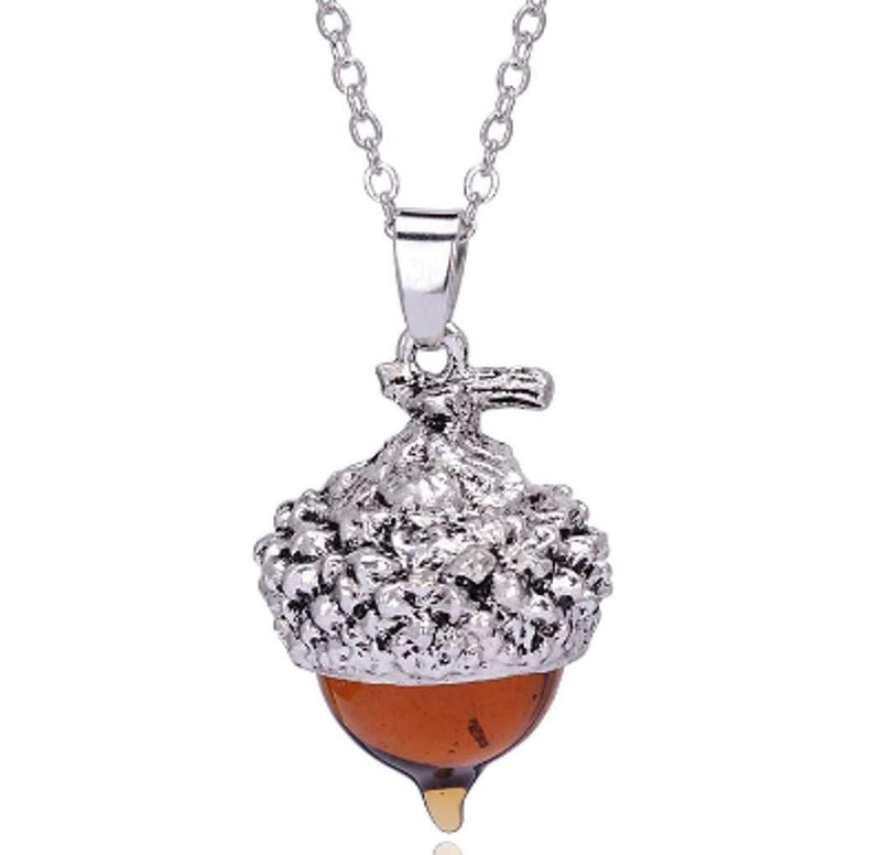 [Australia] - Teacher gift to say thank you, acorn charm necklace pendant, glass jewellery 