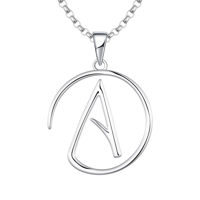 [Australia] - JO WISDOM Atheist Atheism Necklace,925 Sterilng Silver Emblem Amulet Pendant with Chain,Jewelry for Women Girls 