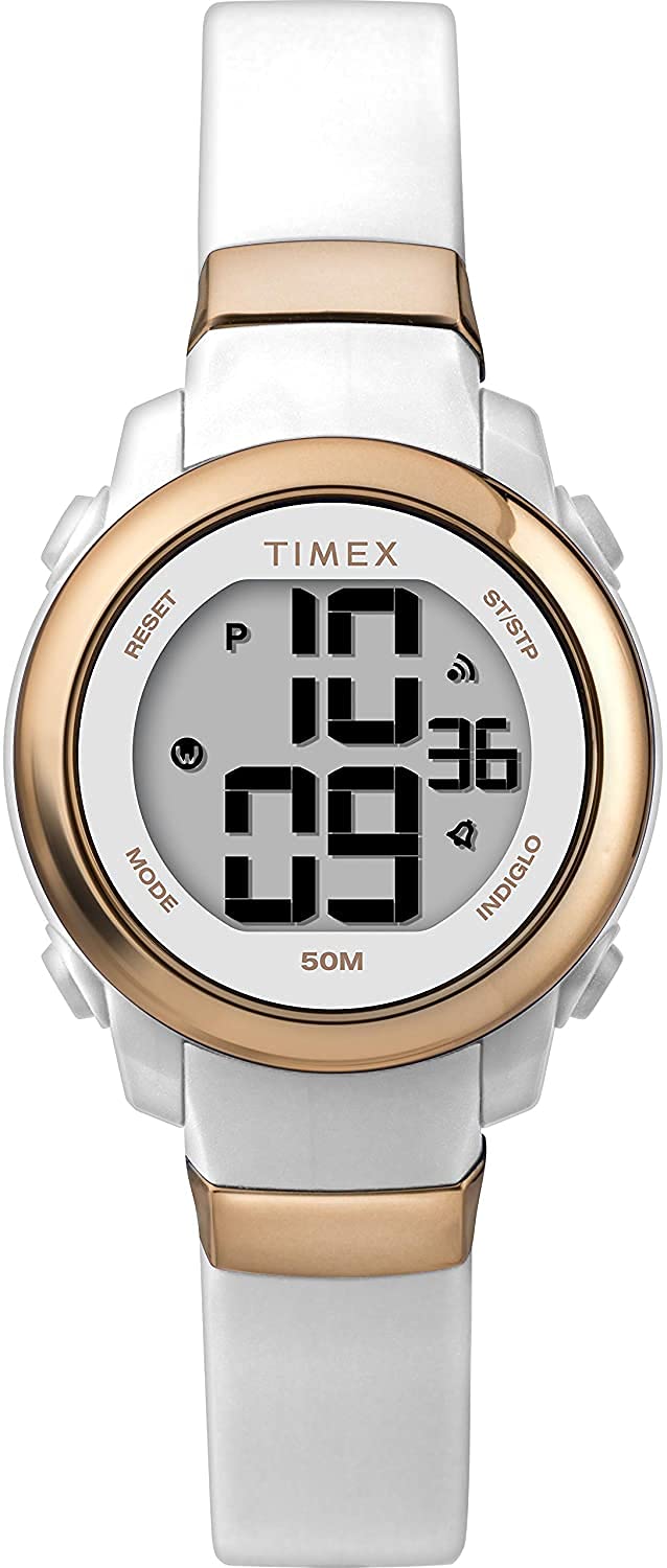 [Australia] - Timex Women's DGTL Women's Mini Digital 28 mm Resin Strap Watch Rose Gold and White 