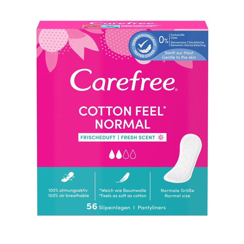 [Australia] - Carefree Pantyliners Cotton Fresh Fragrance Breathable Pantyliners with Cotton Extract (1 x 56 Pads) 