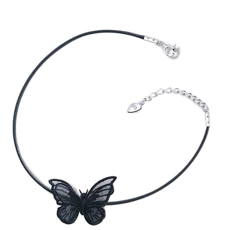 [Australia] - Caimeytie Women/Girl's Butterfly Choker Necklace S925 Sterling Silver 