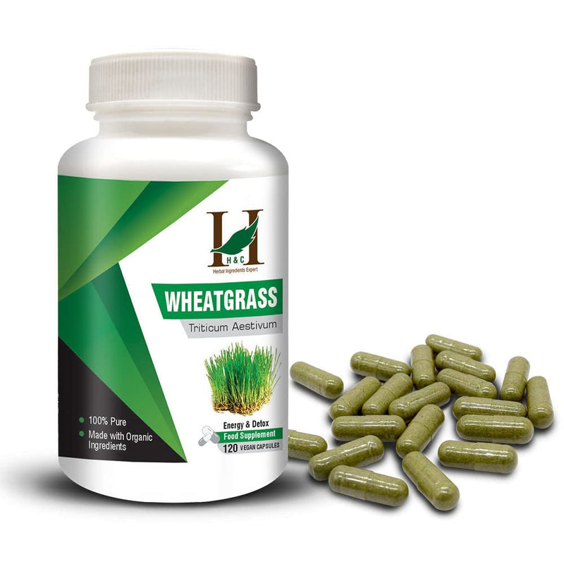 [Australia] - H&C Wheat Grass Capsules - 900mg per Serving, 120 Vegan Capsules | Healthy Superfood 120 Count (Pack of 1) 