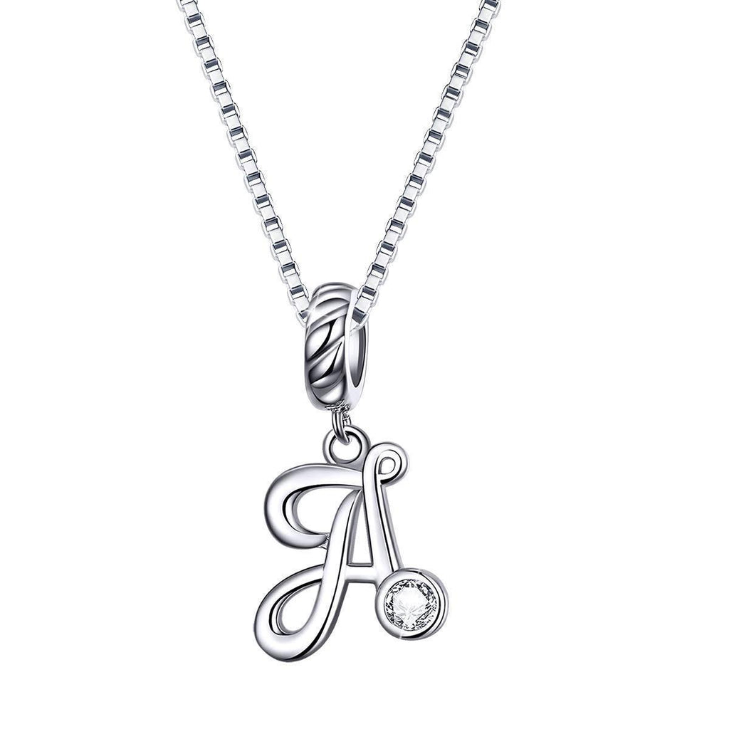 [Australia] - SIMPLGIRL Initial Necklace 925 Sterling Silver Cubic Zirconia Alphabet 26 A-Z Letter Necklaces Charm Pendant Necklce for Women Girls 