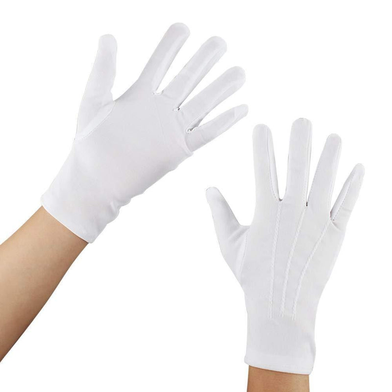 [Australia] - Aipaide 5Pairs White Cotton Gloves Hand Moisturising Formal Nylon Cotton Gloves for Eczema/Men/Women/Police/Waiters Drivers/Jewelry Inspection 