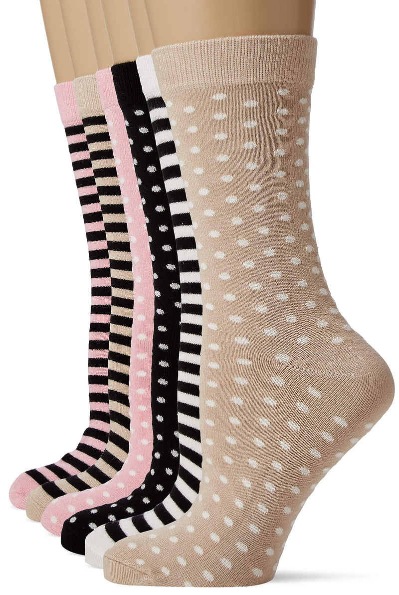 [Australia] - FM London Women's Bamboo Ankle Socks, Multicolour (Stripes & Dots Light 10), 4-8 (Pack of 6) 