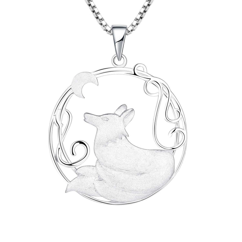 [Australia] - YL Wolf Necklace Sterling Silver Round Fillgree Wolf Pendant Moon Jewelry for Women Gifts 
