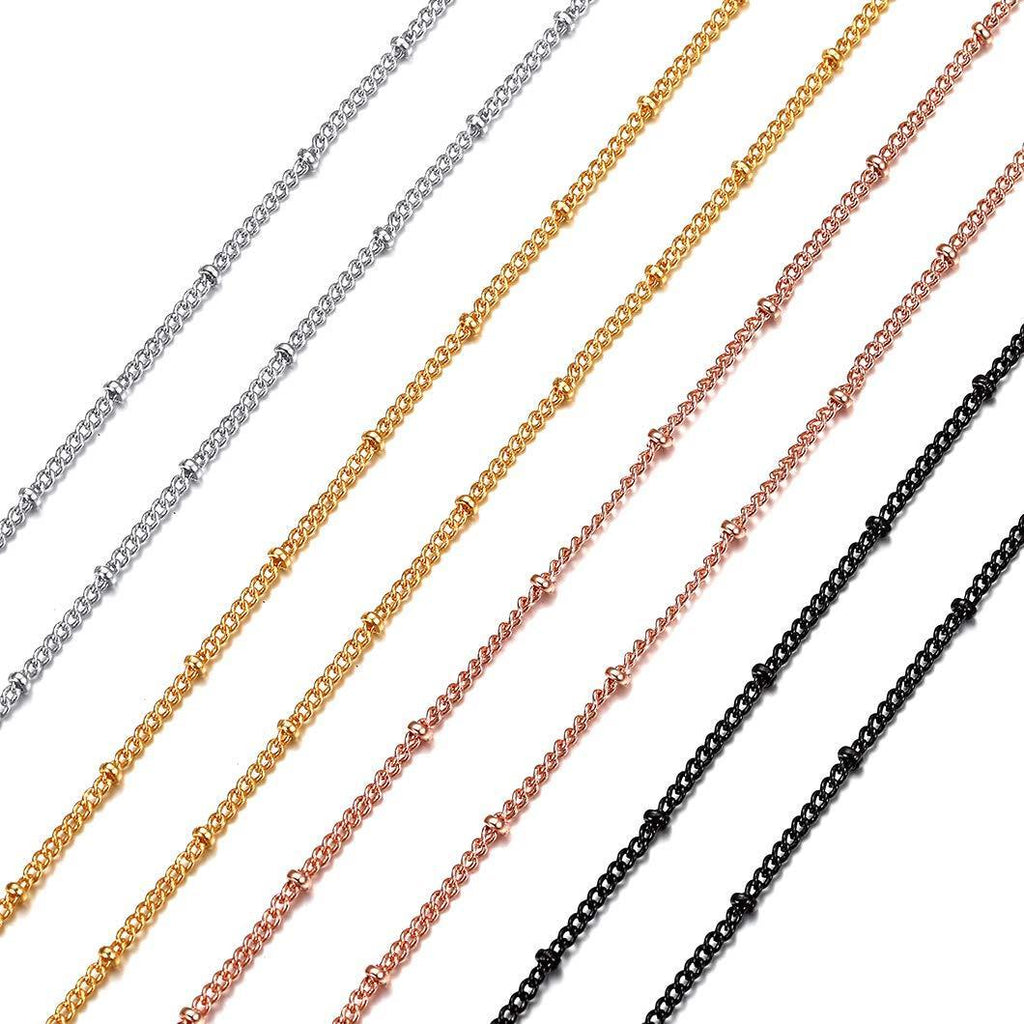 [Australia] - Bead Chain Necklace, 1.5MM Wide, Fits For Pendant, 18",20",22",24",26",28",30" Length, Platinum/Gold/Black/Rose Gold Plated Jewelry Interstitial Bead Rolo Link Chain Necklace (Gift Packaging) 18k Gold Plated 76.0 Centimetres 