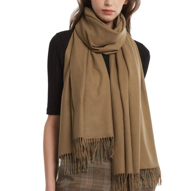 [Australia] - FURTALK Womens Cashmere Scarf Pashmina Shawl Wraps 78"x28" Extra Large Cashmere Scarves for Winter Light Brown One Size 