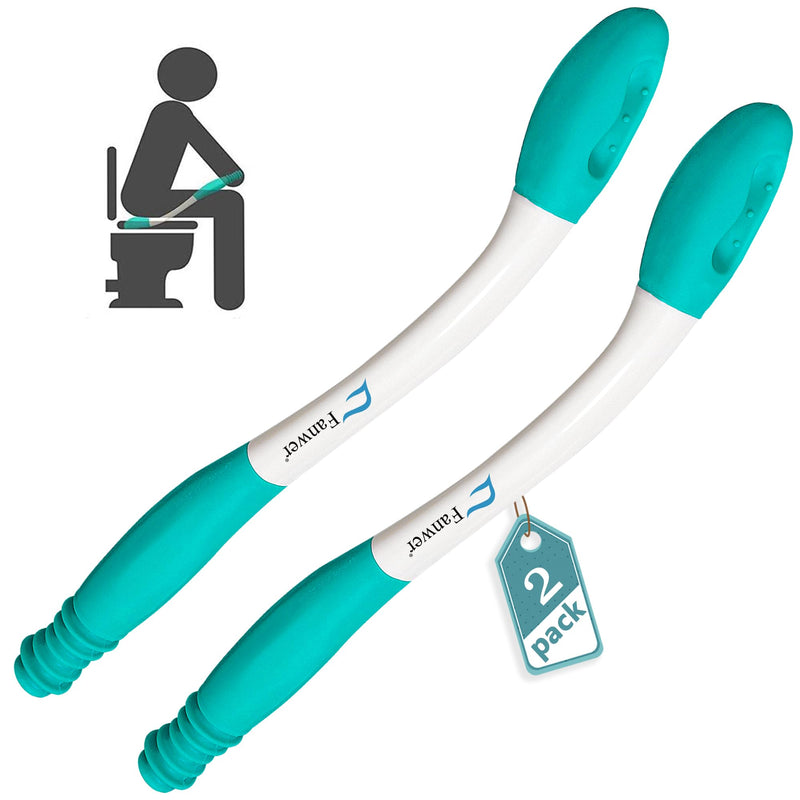[Australia] - 2pcs Toilet Assist Tool, Long Handle Reach Comfort Bottom Wiper for Independent Daily Living, One for Household, One for Traveling 2 Pc 