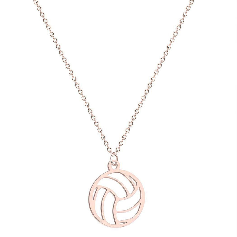 [Australia] - Small Circle Round Volleyball Pendant Necklace for Women Men Jewelry Sport Charm Volley Ball Sports Fan Gifts Rose Gold 