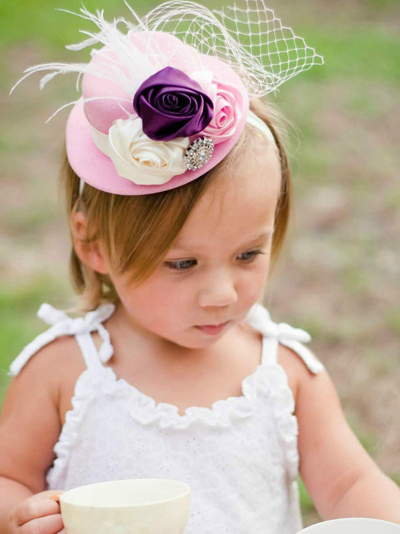 [Australia] - Simsly Boho Flower Headband Feather Headpiece Crown Hats Flowers Headwear Hair Accessories for Kids and Babygirls.(Red) 