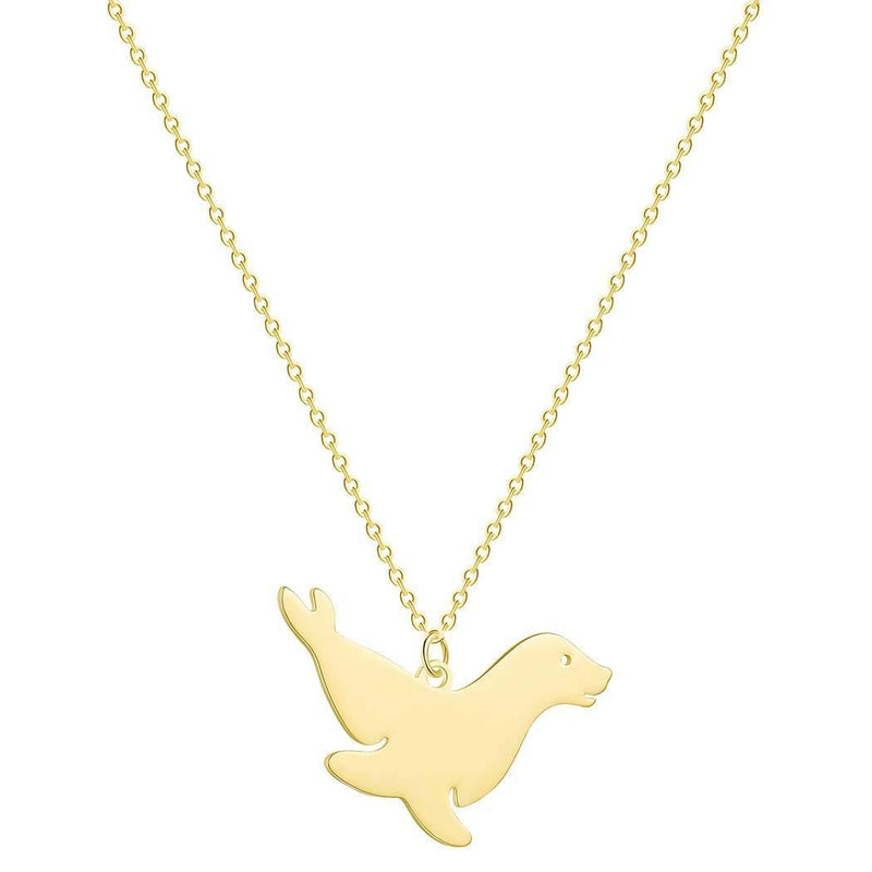 [Australia] - Chanlder Simple Sea Ocean Arctic Animal Jewelry Female Cute Walrus Sea Lion Pendant Necklace Gifts for Women Girls(silver/gold/rose gold) 