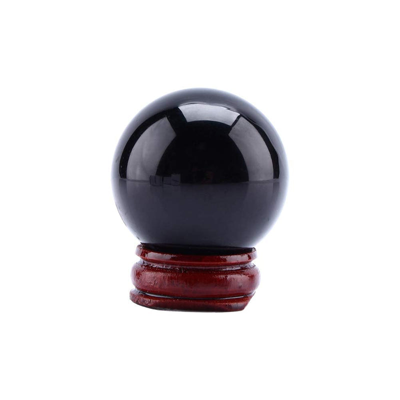 [Australia] - Hztyyier 40mm Natural Crystal Ball, Black Obsidian Crystal Ball Decorative Ball Fortune Telling Ball with Wooden Stand 