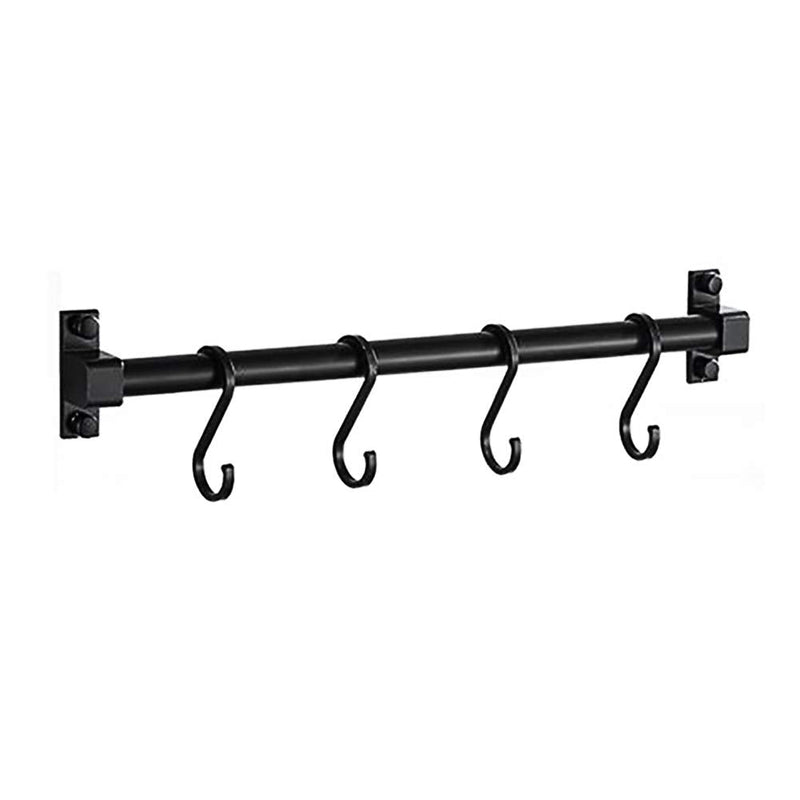 [Australia] - Smallboutique Black Aluminum Utensil Holder Rack, Wall Mounted Hanging Rack with Removing Hooks for Kitchen and Bathroom (30cm) 30cm 