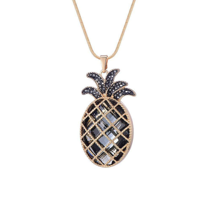 [Australia] - Ouran Pineapple Pendant Necklace for Women, Gold and Silver Plated Long Snake Chain Necklace with Shining Crystal Best Jewelry Gift for Mother, Friends Gold Plated 