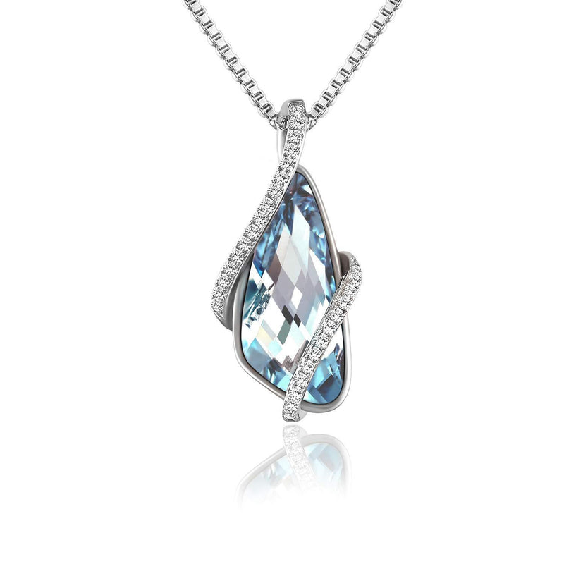 [Australia] - QLEESI 925 Sterling Silver Birthstone Necklace Made Crystals, Wish Stone Gemstone Pendant Jewelry for Women Girls on Valentine's Day 