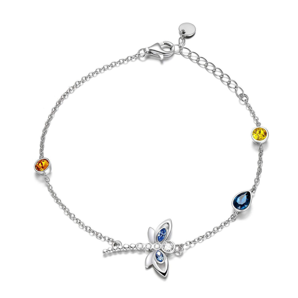 [Australia] - 925 Sterling Silver Dragonfly Bracelet with Crystals, Dragonfly Jewellery Gifts for Women 