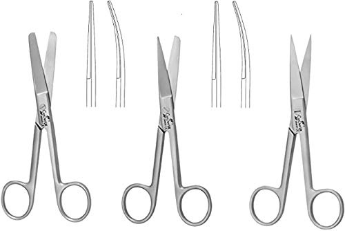 [Australia] - Dressing Scissors 14cm, Straight & Curved, Shears, Nursing, Home,Office, Veterinary, Surgical Dental Use (14cm Curved, Sharp/Sharp) 