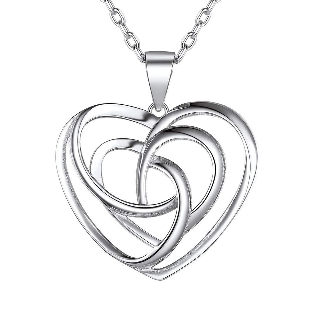 [Australia] - 925 Sterling Silver Celtic Knot Heart Necklace for Women Trinity Irish Jewelry Protection Necklaces(with Gift Box) 