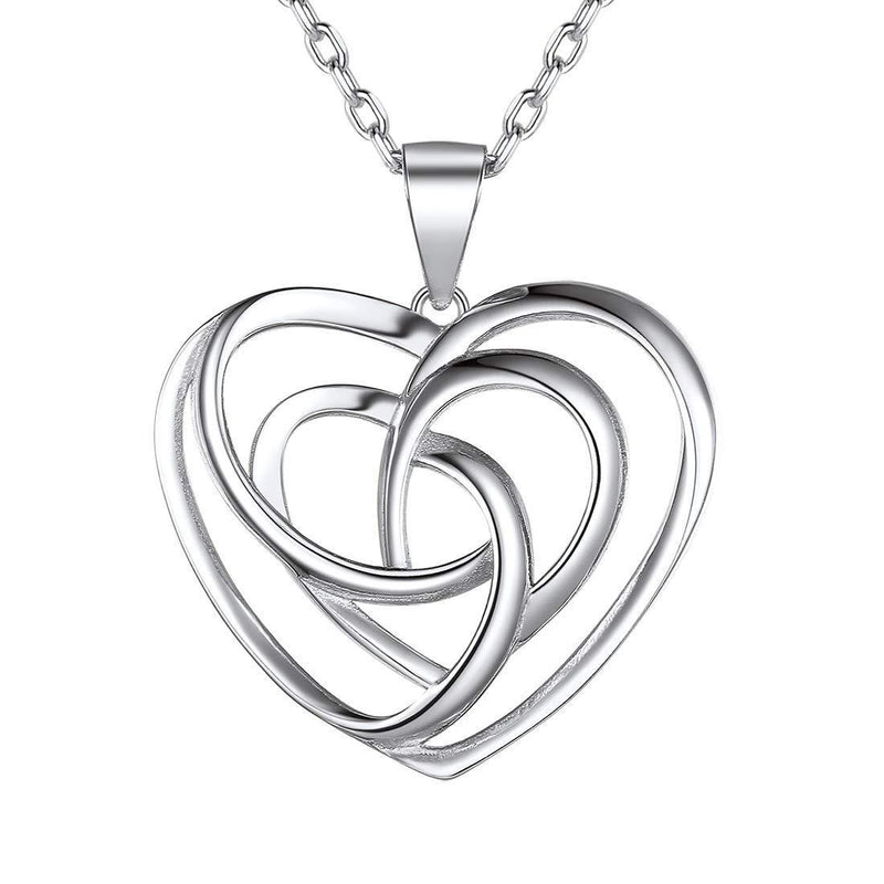 [Australia] - 925 Sterling Silver Celtic Knot Heart Necklace for Women Trinity Irish Jewelry Protection Necklaces(with Gift Box) 