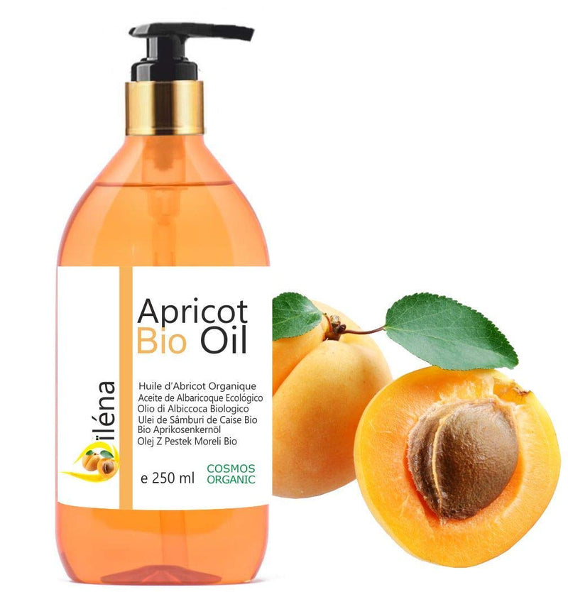 [Australia] - O√Øl√©na Organic Apricot Kernel Oil 100% Pure, Natural, Vegan, No GMO - Aromatherapy Massage Oil Hair Skin Body Certified BIO Moisturizer for face, body and hair 250 ml 8.8 fl oz 