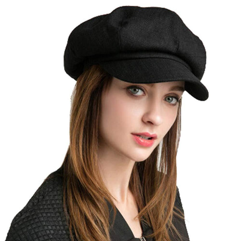 [Australia] - SIYWINA Womens Newsboy Cap Baker Boy Hats Winter Hats Black for Ladies 