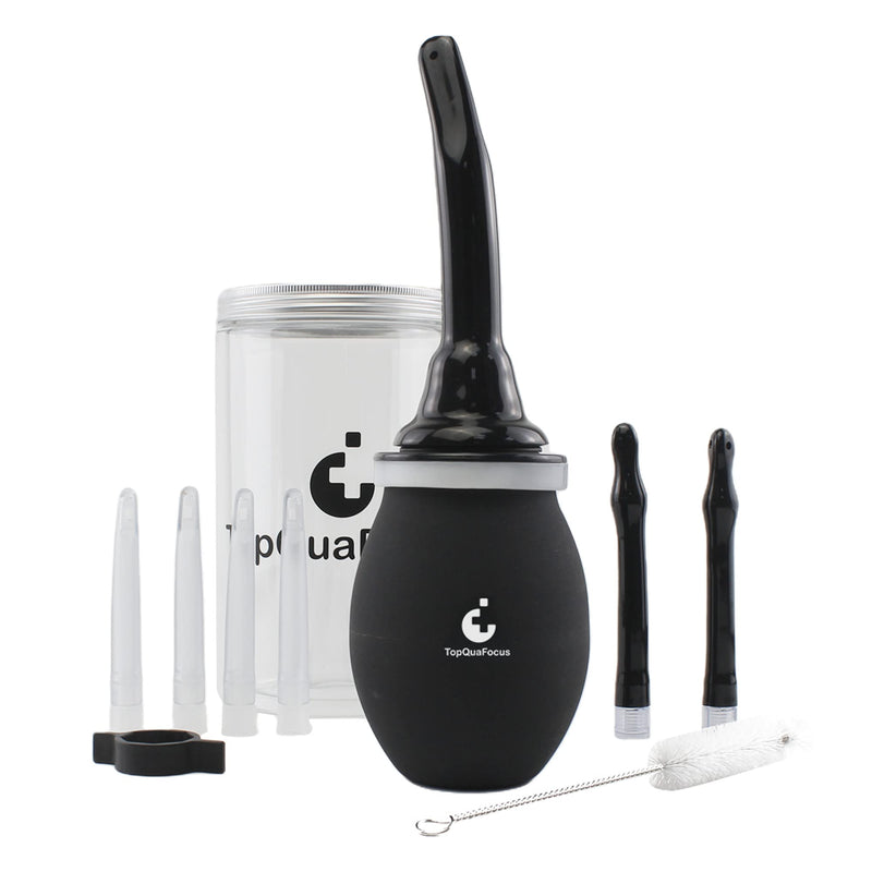 [Australia] - TopQuaFocus 420ml Douche Bulb Kit Anal Douche Colon Irrigation Douche for Man Woman (Black) 13 Piece Set Black 