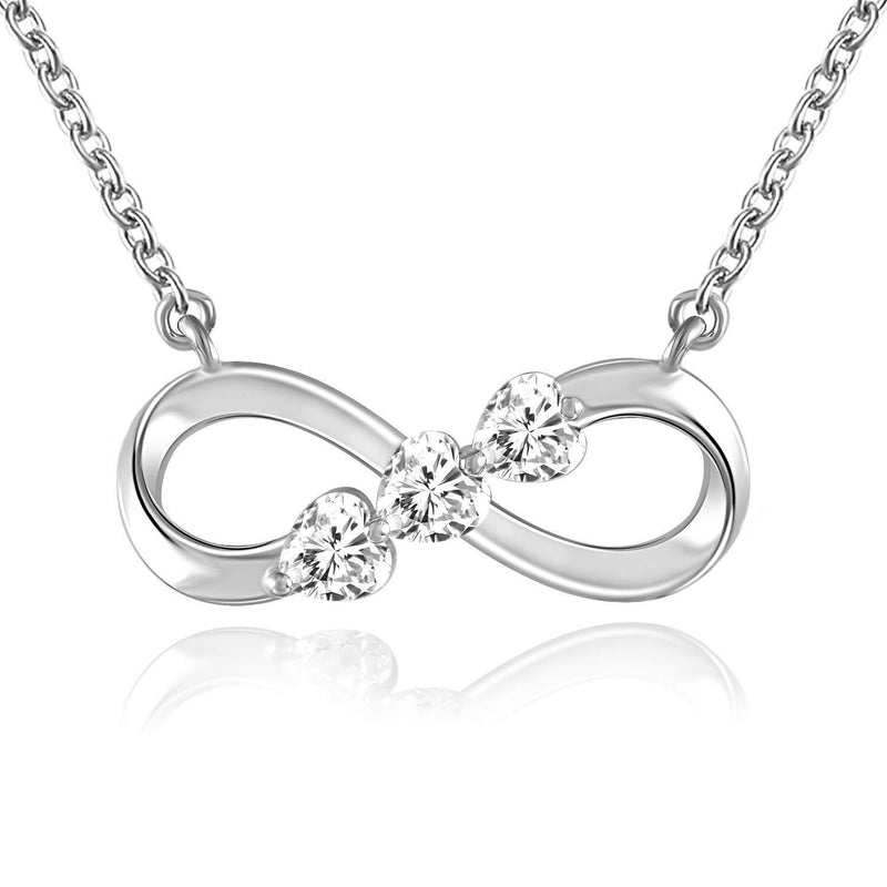 [Australia] - QLEESI 925 Sterling Silver Necklace for Women Infinity Love Heart Cubic Zirconia Necklace Girls Jewellery Mother's Day Birthday 