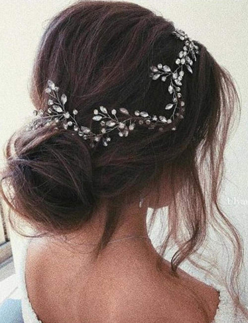 [Australia] - Anglacesmade Bridal Crystal Hair Vine Branch Rhinestone Headband Opal Wedding Headpiece for Bridesmaid Bride Prom Party Festival Hair Weaths for Women and Girls (Rose gold) Rose gold 