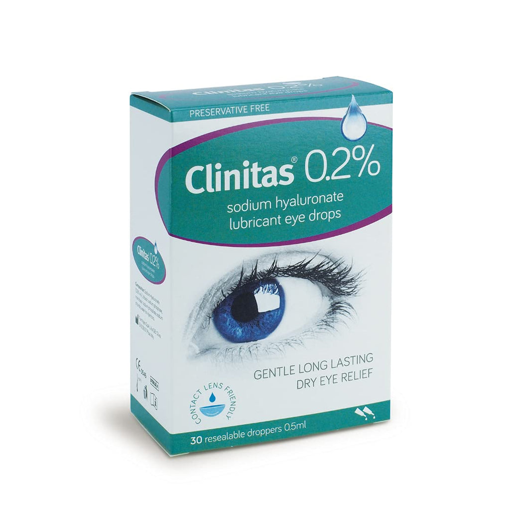 [Australia] - Clinitas 0.2% Soothe Eye Drops for Dry Eye. Suitable for Contact Lens wearers and Preservative Free for The Relief of Dry and Gritty Eyes 30 x 0.5 ml vials and Fully resealable 