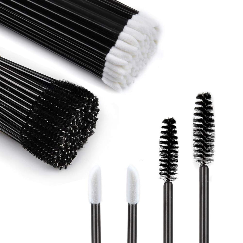 [Australia] - 200 PCS Disposable Mascara and Lip Wands, MORGLES 100 Pcs Disposable Eyelash Mascara Wands Brushes 100 Pcs Disposable Lip Gloss Wands Lipstick Applicators 