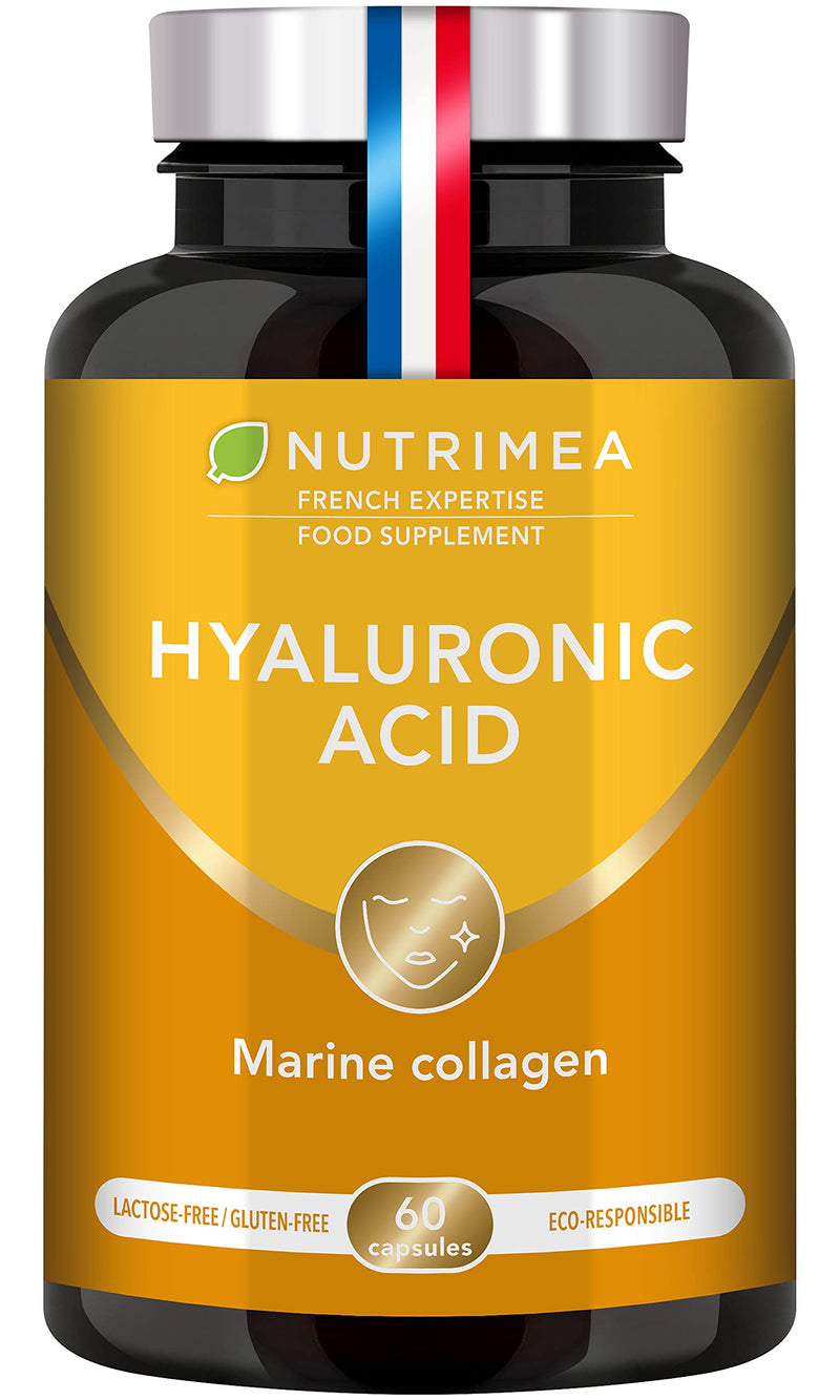 [Australia] - Hyaluronic Acid & Marine Collagen - Enriched with Vitamins A & C - Natural Anti-Wrinkle, Restructure Skin, Protect Joints and Anti-Aging - New Formula - Plant-Based Capsules - French Expertise 