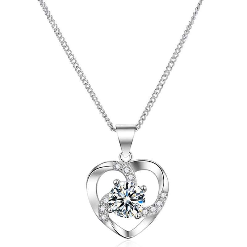[Australia] - HAISWET 925 Sterling Silver Heart Cubic Zirconia Lover Pendant Necklace 