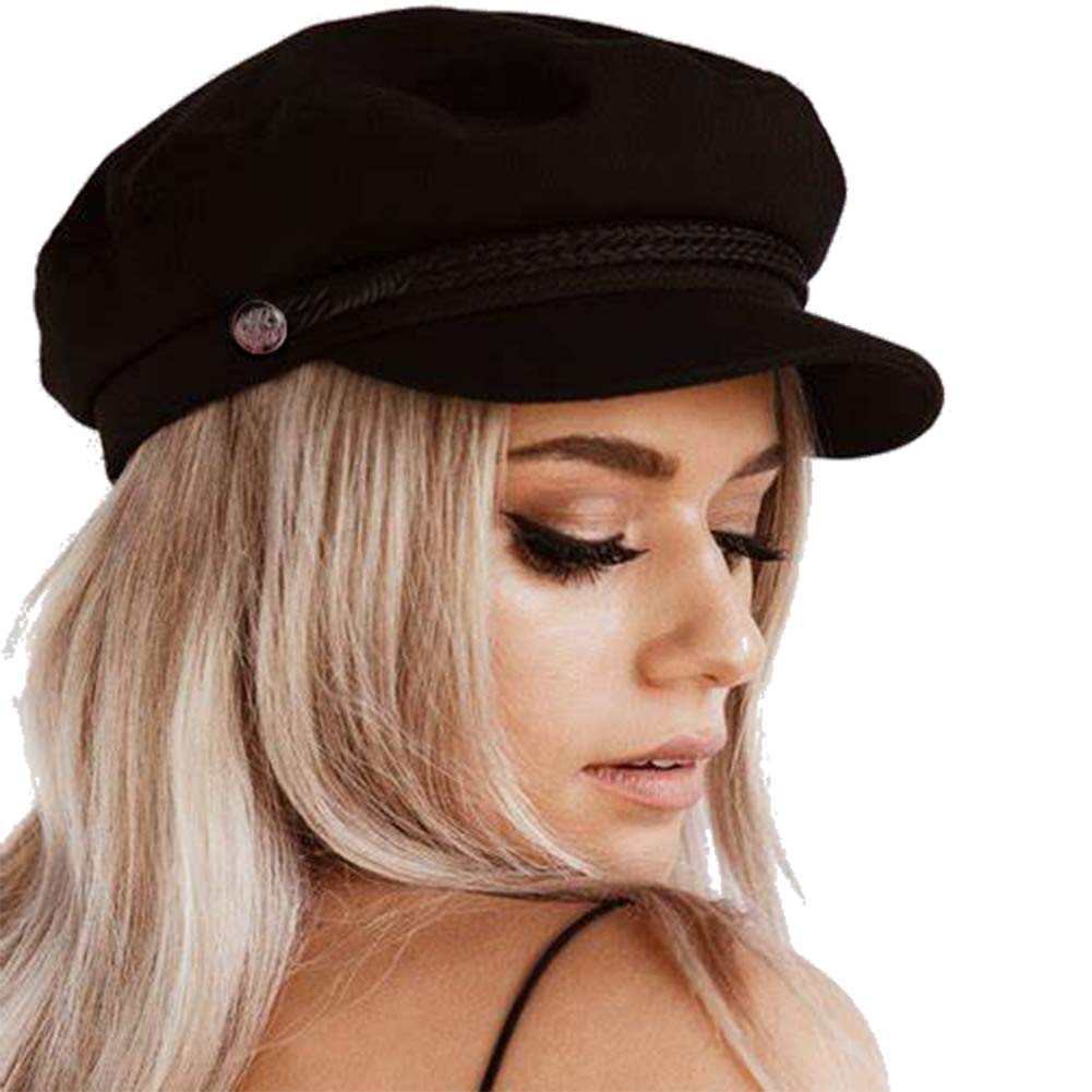 [Australia] - SIYWINA Womens Newsboy Cap Baker Boy Hats Winter Hats Black for Ladies black 2 