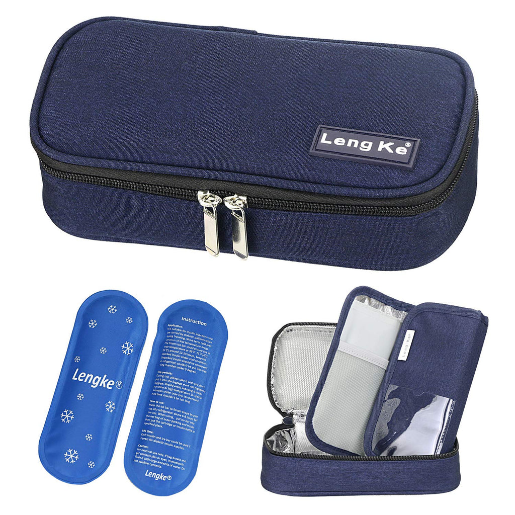 [Australia] - YOUSHARES Insulin Cooler Travel Case - Small Insulated Bag Medicine Cool Bag for Diabetic Insulin Pen and Vials Storage with 2 Cooling Ice Packs (Blue) Case Blue 