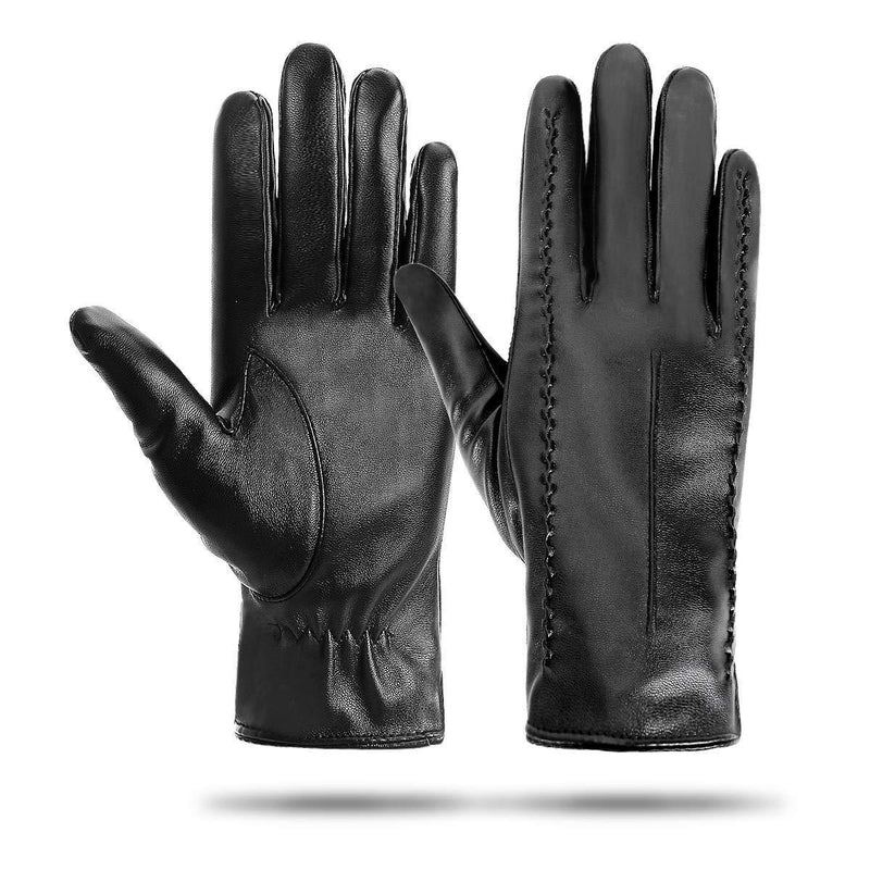 [Australia] - Womens Leather Gloves - Womens Touchscreen Gloves, Ladies PU Leather Gloves Black Mittens, Soft Warm Lining Winter Gloves Black-a 