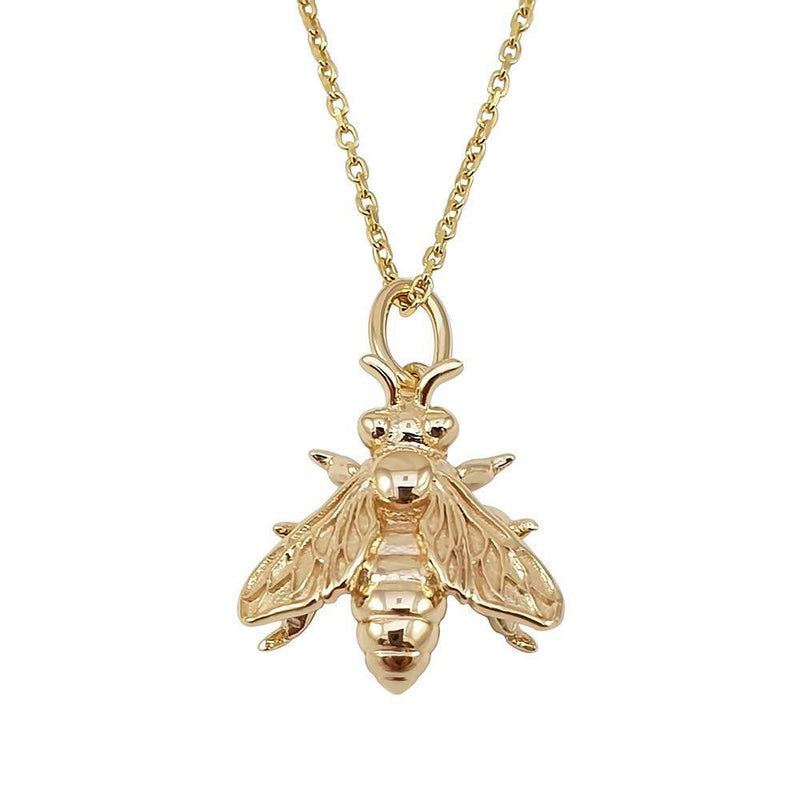 [Australia] - Kiara Jewellery 925 Sterling Silver Yellow Gold Plated Honey Bee Pendant Necklace on matching 18" Sterling Silver Trace Or Curb Chain. 