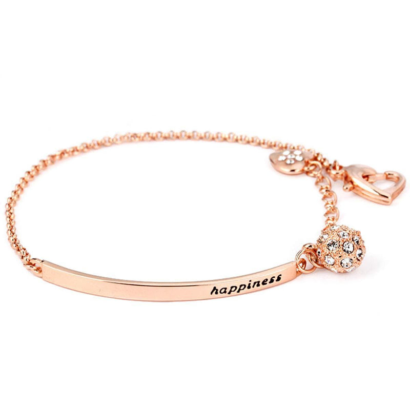 [Australia] - Lovans Stainless Steel Bracelet with Rose Gold Plated Lucky Love Zircon Chain Link Bracelet Gift for Women Girls 