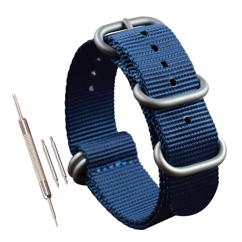 [Australia] - MZBUTIQ Men's Nylon Watch Band Strap Replacement(18 19 20 21 22 23 24 25 26 28mm) 28mm-wrist size(16.5-22cm) Blue 