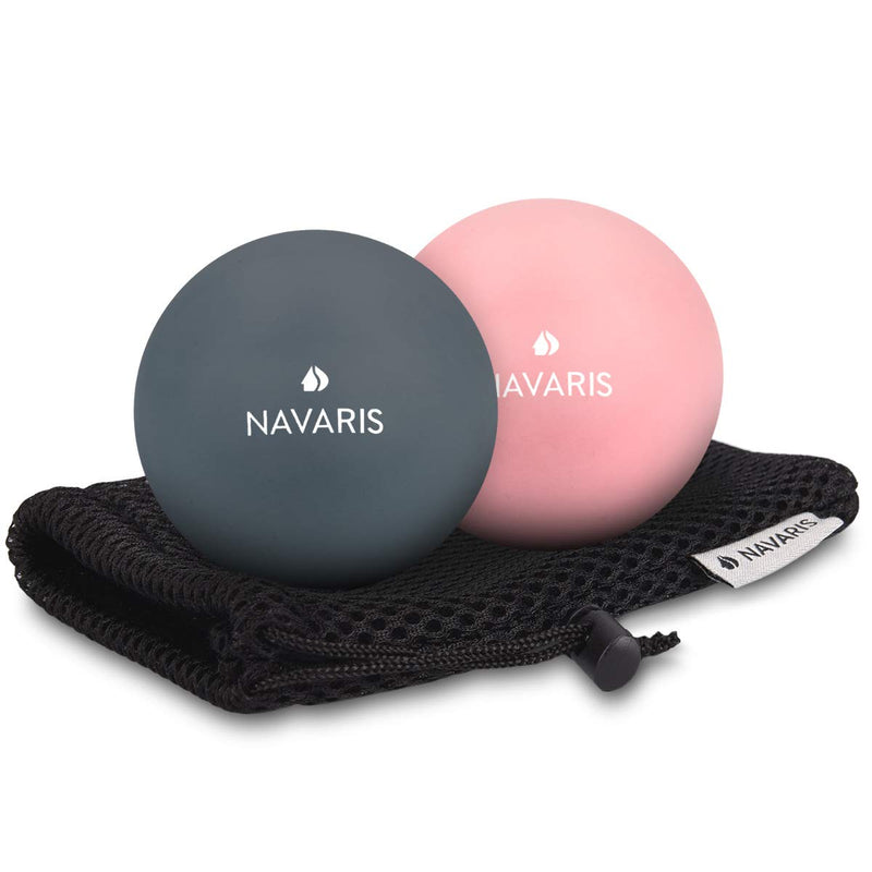 [Australia] - Navaris Lacrosse Massage Balls Set - Myofascial Deep Tissue Muscle Therapy for Back Legs Neck - Foot Roller Trigger Points Firm Spheres - Pack of 2 Dark Blue / Pink 